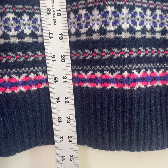 J.Crew Sweater Women's Sz L Blue Fair Isle Wool Turtleneck Nordic Cabincore Roll - Picture 7 of 13